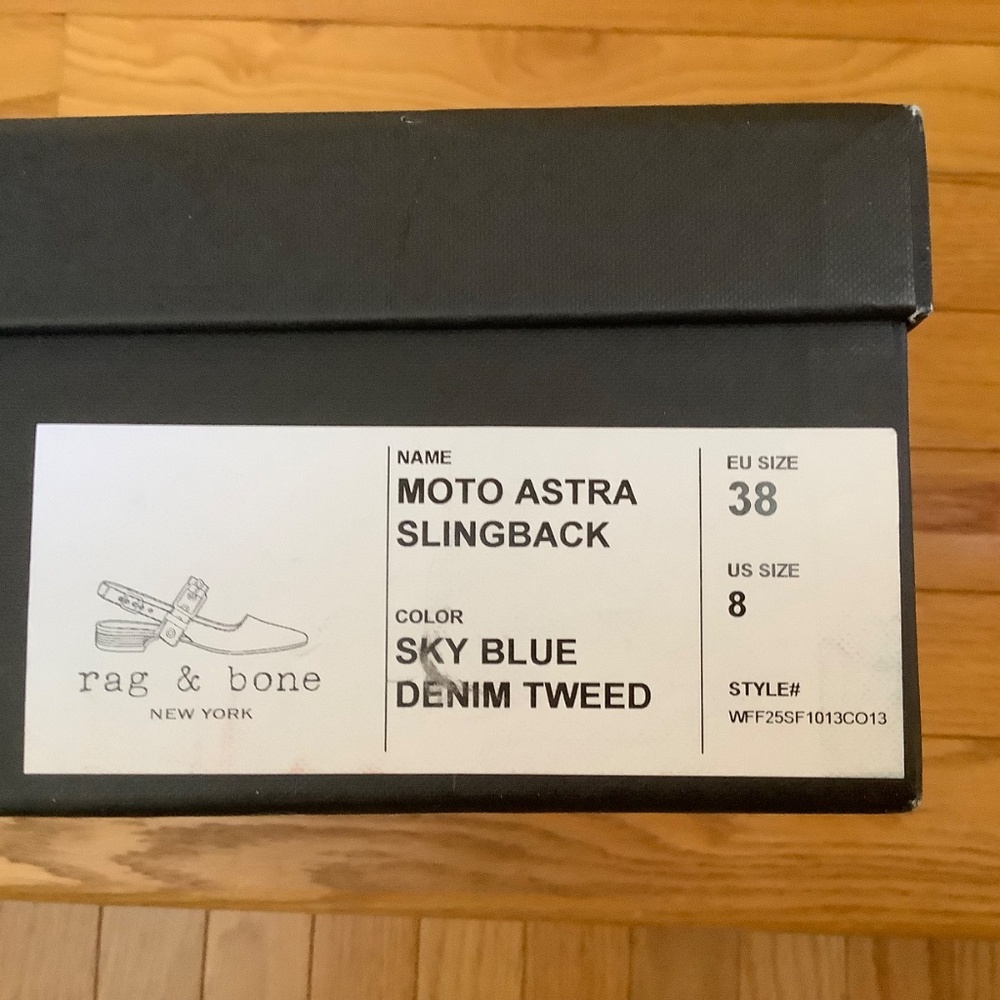 Rag & Bone Astra Slingback Flat Light Blue SZ EU 38/US 8 - Picture 15 of 15